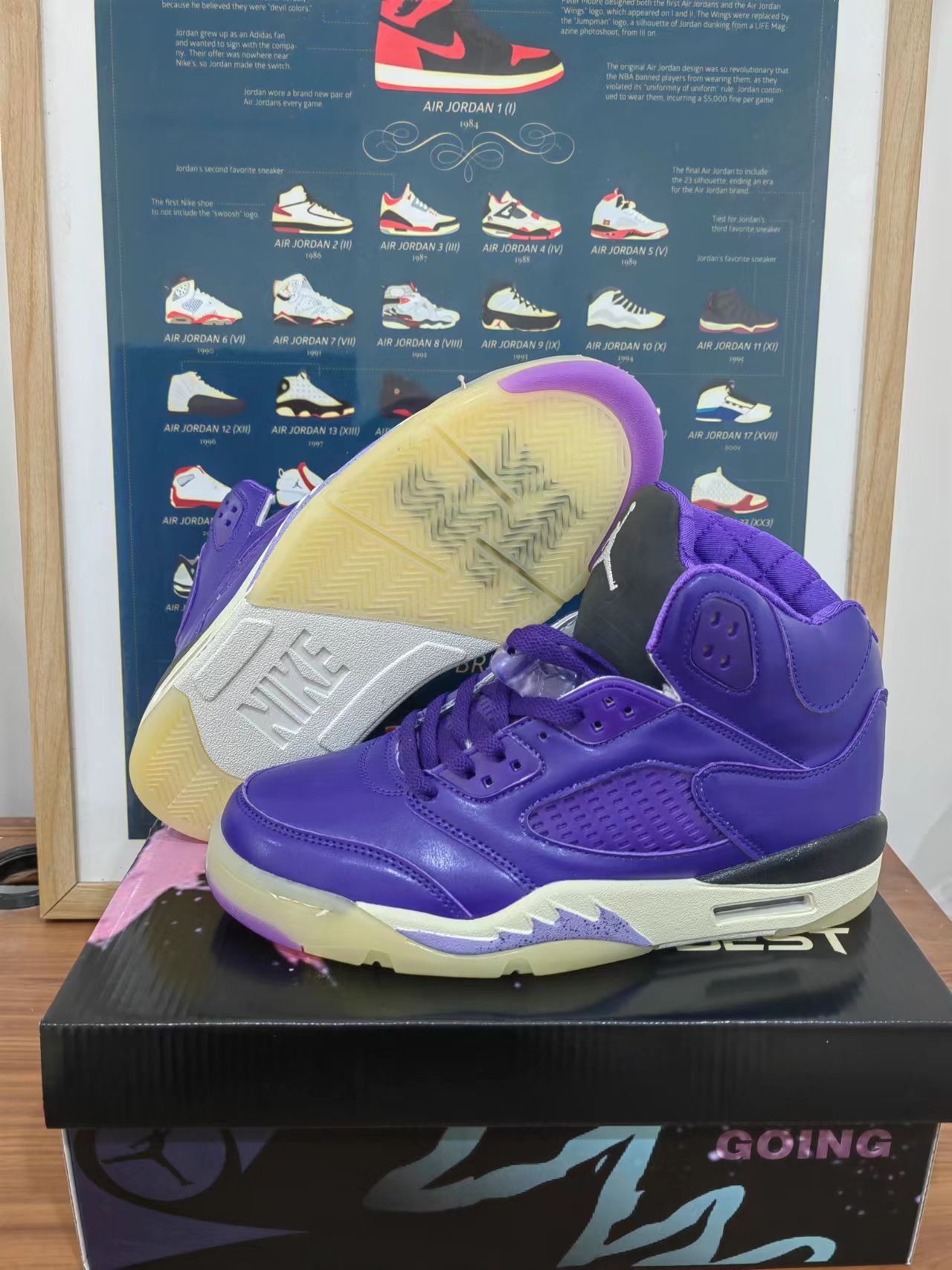 2022 Air Jordan 5 Purple White Yellow Shoes